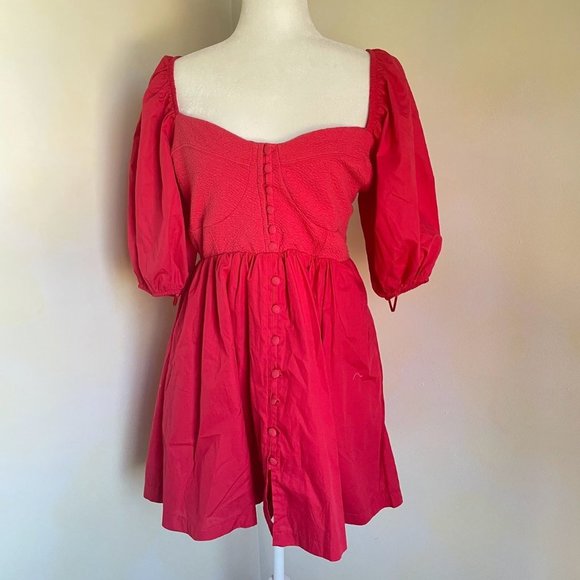 Anthropologie Maeve Sweetheart Mini Dress Red Size L - Picture 4 of 11